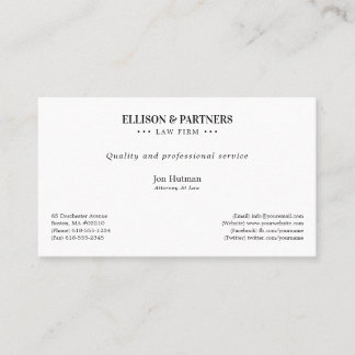 Carte De Visite Procureur | Plain élégant