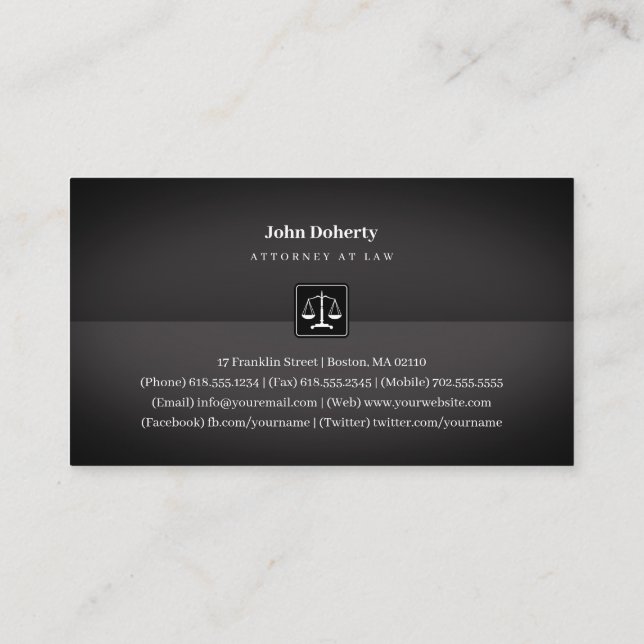 Carte De Visite Procureur | Scales de justice (Dos)