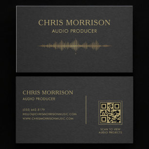 Carte De Visite Producteur audio Code QR Black Gold