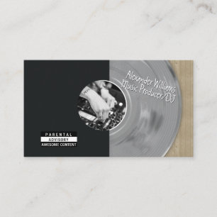 Carte De Visite Producteur de musique Disque Vinyle Argent Rétro D