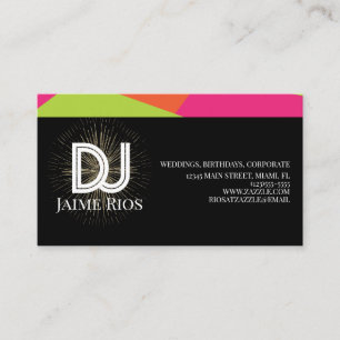 Carte De Visite Producteur de musique minimaliste Black Gold Neon