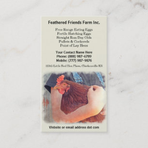 Carte De Visite Producteur De Poulet Tenant La Couche Rouge Hen
