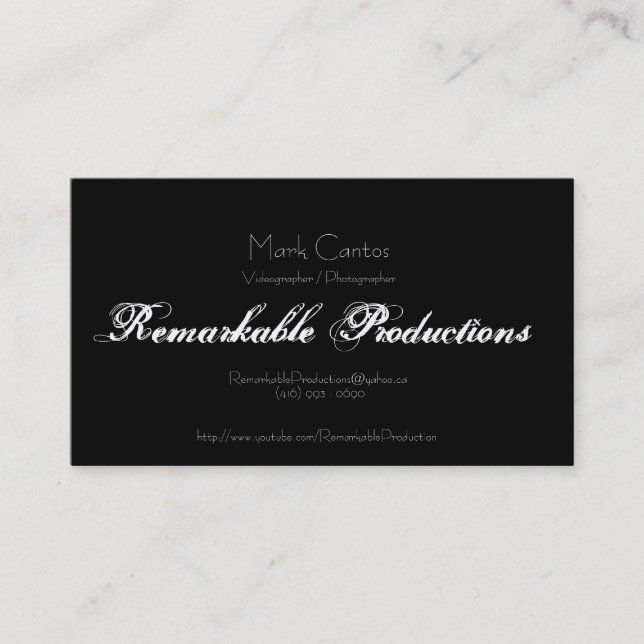Carte De Visite Productions remarquables (Devant)