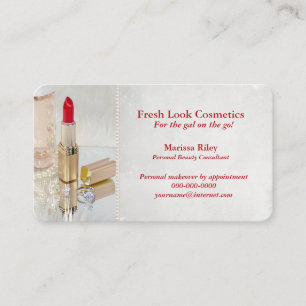 Carte De Visite produit cosmétique avec rouge à lèvres rouge sur m