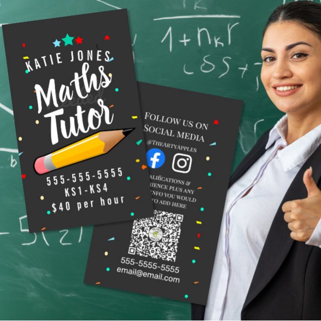 Carte De Visite prof de maths anglais à domicile apprentissage exa (Créateur téléchargé)