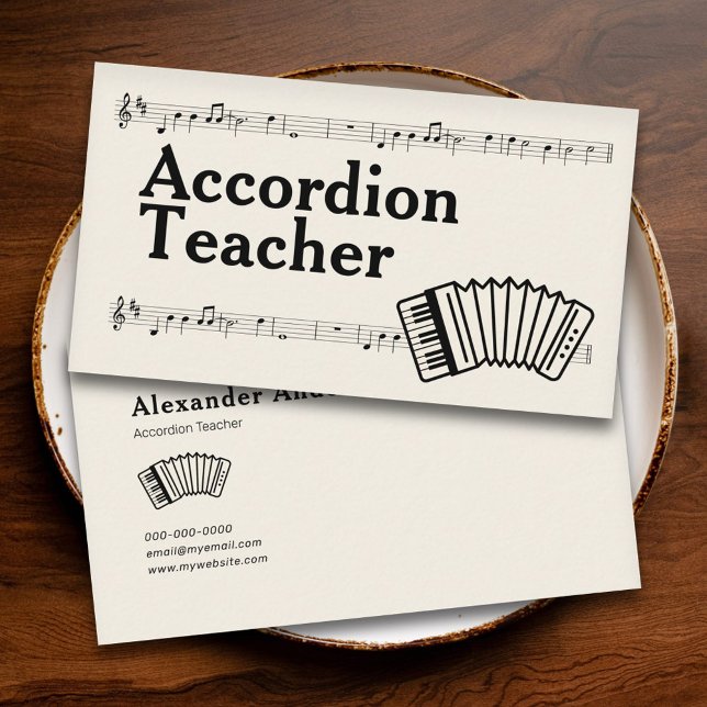 Carte De Visite Professeur d'accordion (Accordion Teacher Business Card)