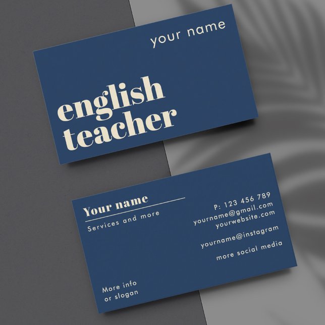 Carte de visite Professeur d'anglais langue second (Créateur téléchargé)