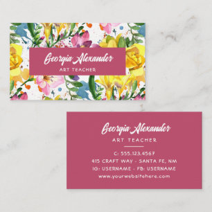 Carte De Visite Professeur d'art floral moderne et tendance