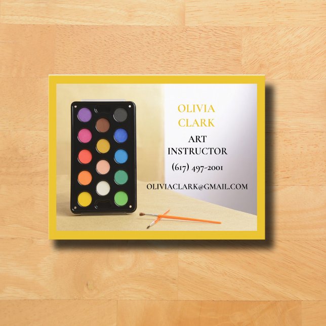 Carte De Visite Professeur d'Art Jaune Enseignant Enseignant Class (Art Teacher Business Card Yellow )