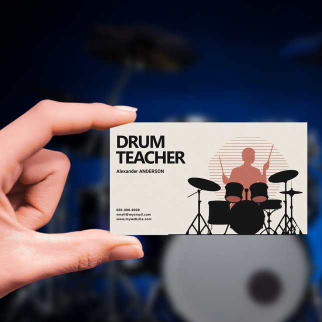 Carte De Visite Professeur de Batterie (Drum Teacher Business Card)