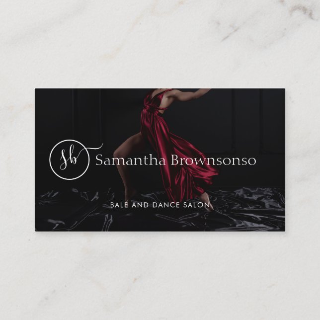 Carte De Visite Professeur de danse élégant de studio (Dos)