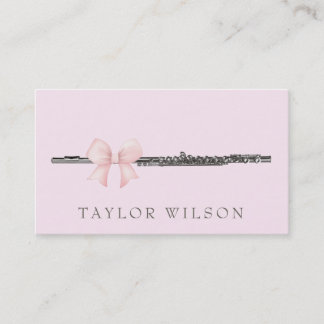 Carte De Visite professeur de flûte design arc rose