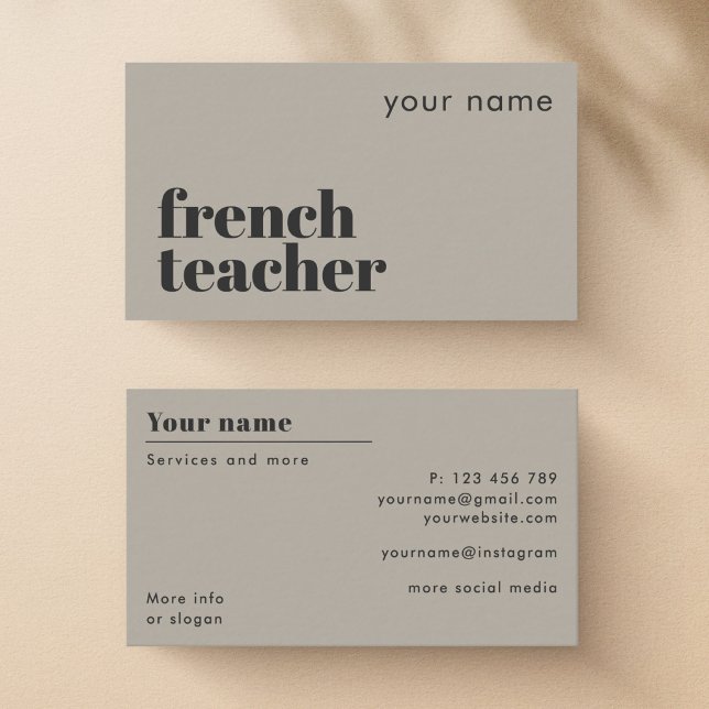 Carte de visite professeur de français langue seco (Créateur téléchargé)
