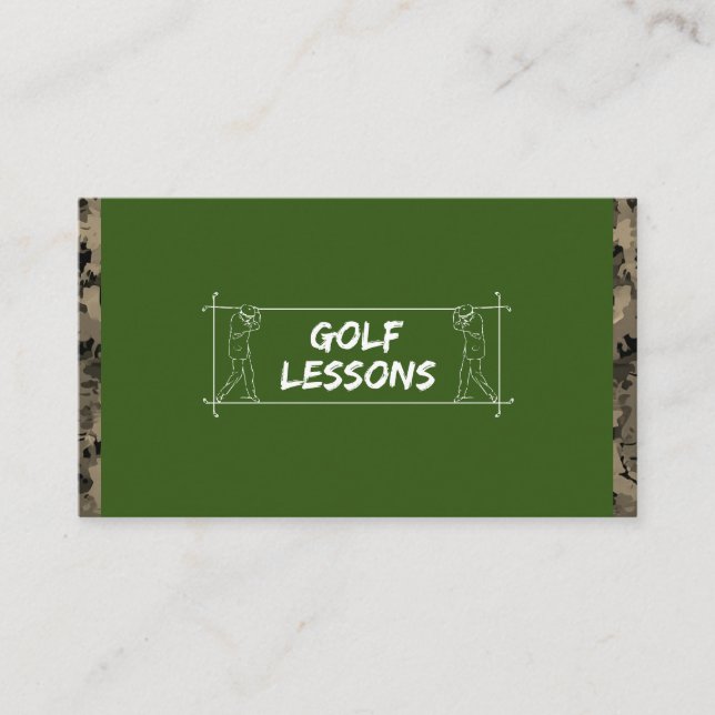 Carte De Visite Professeur de golf moniteur instructeur camouflage (Devant)