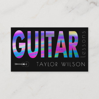 Carte De Visite professeur de guitare de script holographique FAUX