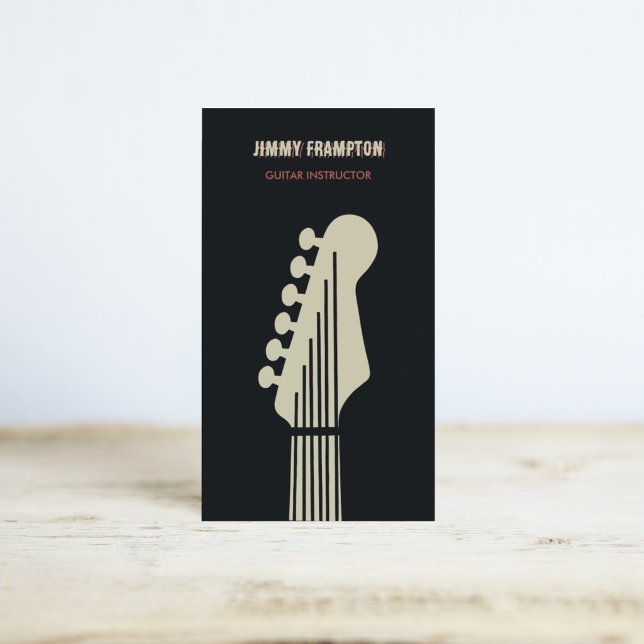 Carte De Visite Professeur de guitare électrique noir, rouge et be (Créateur téléchargé)