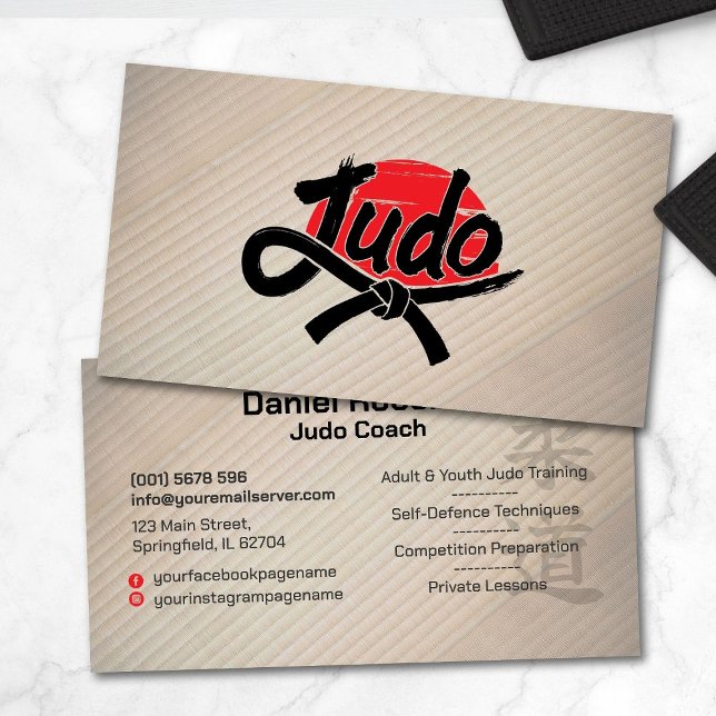 Carte De Visite Professeur de judo - Ceinture noire et soleil (Créateur téléchargé)