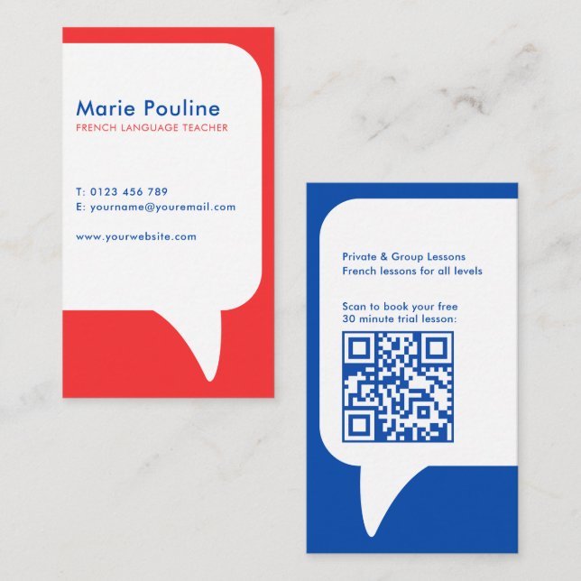 Carte De Visite Professeur de langue française (Devant / Derrière)