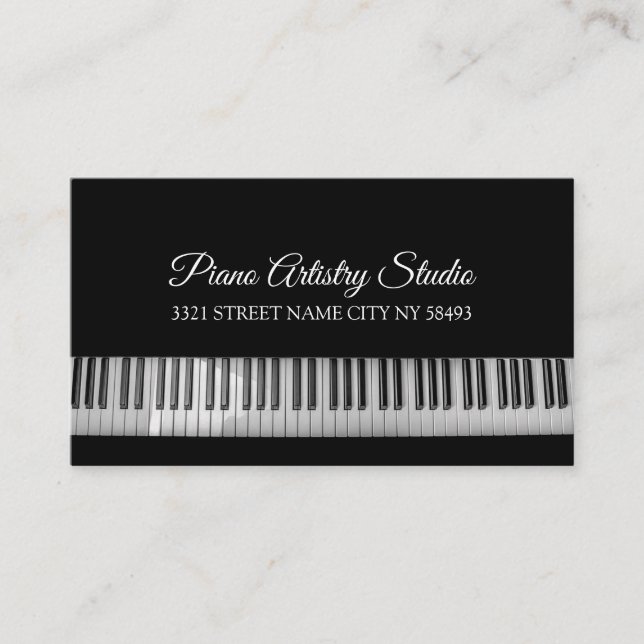 Carte De Visite Professeur de Leçons de Piano Studio de Musique  (Devant)