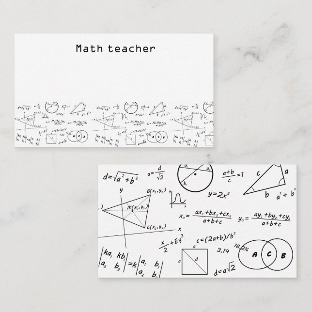 Carte De Visite professeur de mathématiques de tableau blanc de ma (Devant / Derrière)