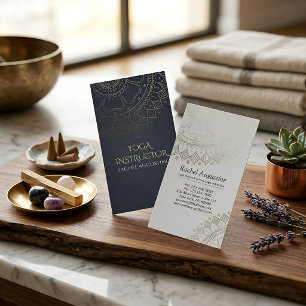 Carte De Visite Professeur de méditation de yoga Chic Mandala noir
