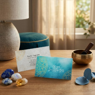 Carte De Visite Professeur de méditation de yoga Mandala en feuill