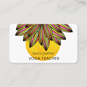 Carte De Visite Professeur de méditation Yoga de Lotus Rouge Jaune