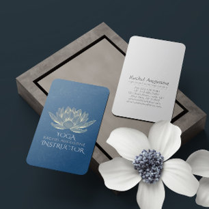 Carte De Visite Professeur de méditation YOGA Reiki Lotus bleu et 