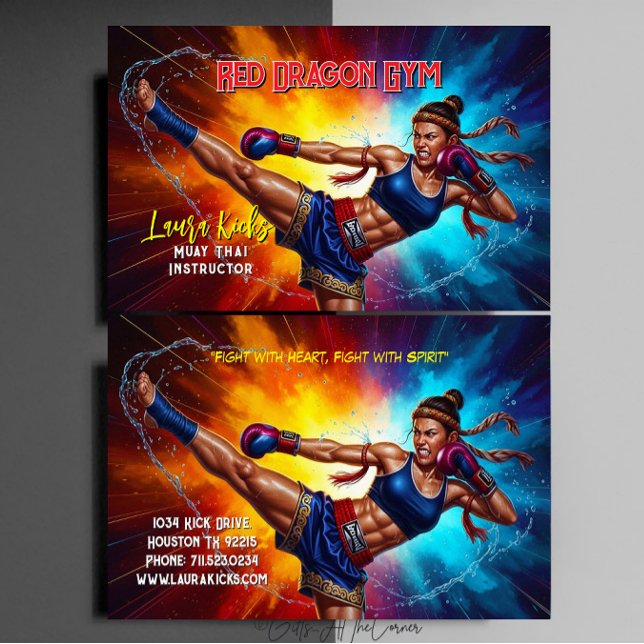 Carte De Visite Professeur de Muay Thai Arts Martiaux Kickboxing  (Créateur téléchargé)