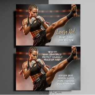Carte De Visite Professeur de Muay Thai Arts Martiaux Kickboxing