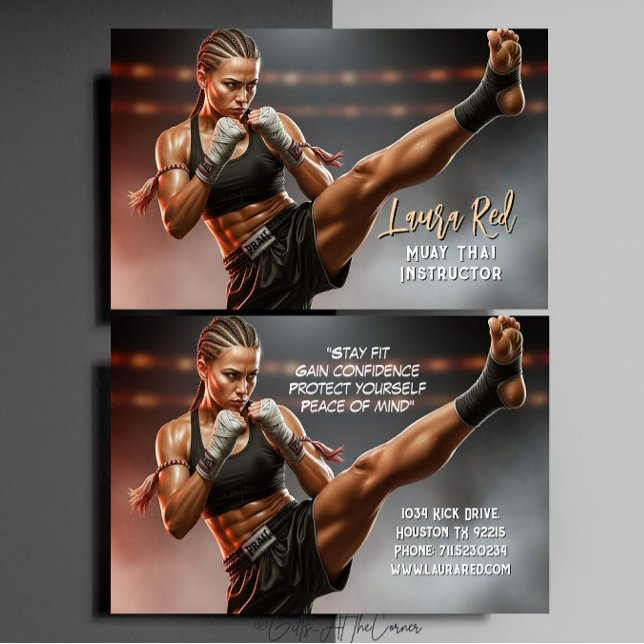 Carte De Visite Professeur de Muay Thai Arts Martiaux Kickboxing (Créateur téléchargé)