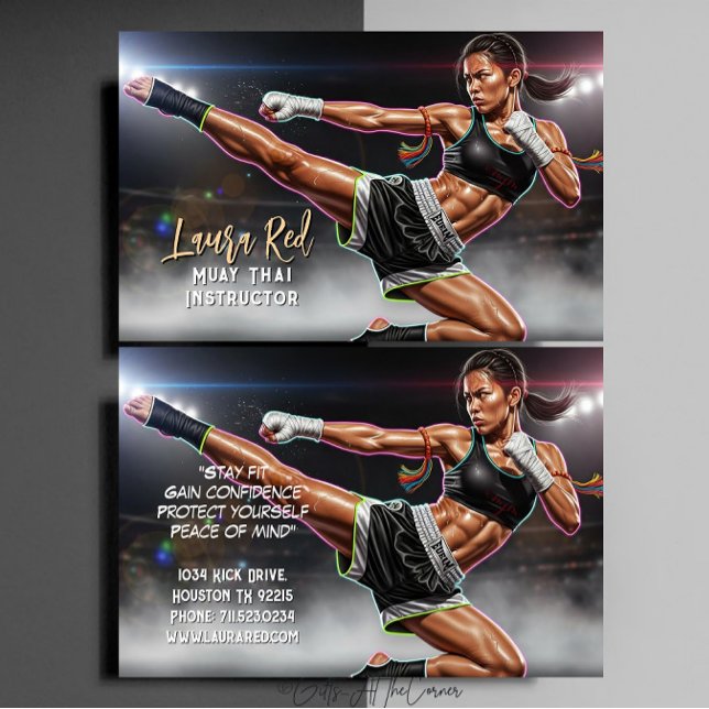 Carte De Visite Professeur de Muay Thai arts martiaux kickboxing (Créateur téléchargé)