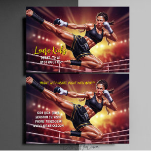 Carte De Visite Professeur de Muay Thai Arts Martiaux Kickboxing