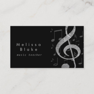 Carte De Visite professeur de musique argent gris treize