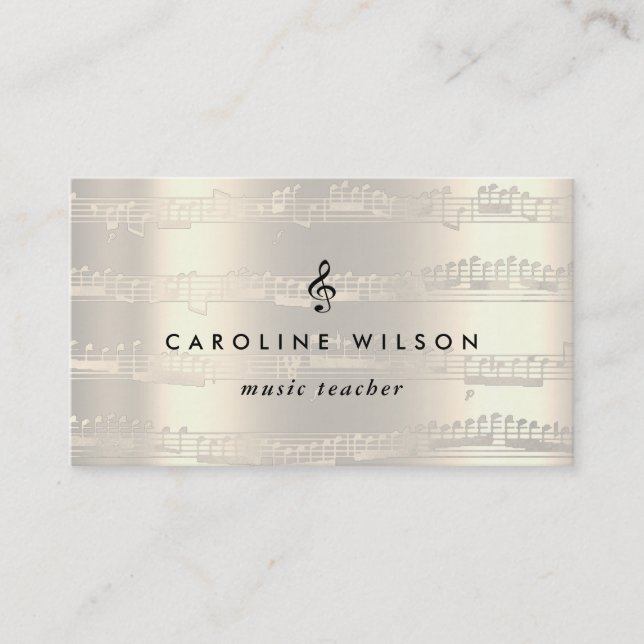 Carte De Visite professeur de musique black treize clef sur faux m (Devant)