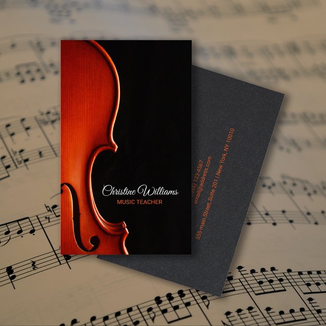 Carte De Visite Professeur de musique classique pour cordes Profes (Classical String Music Teacher Professional Business Card)