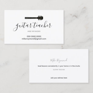 Carte De Visite professeur de musique cool moderne . cours de guit