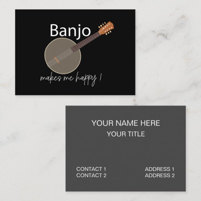 Carte De Visite Professeur de musique de Banjo (Devant / Derrière)