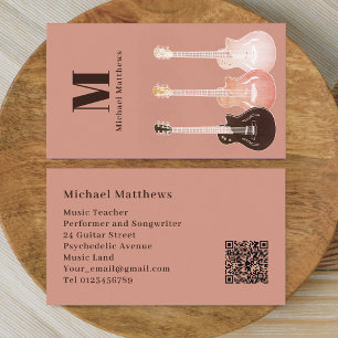 Carte De Visite Professeur de Musique de Guitare Musicien Professi