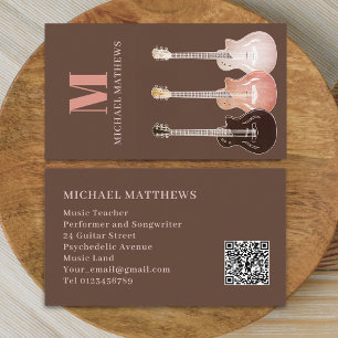 Carte De Visite Professeur de Musique de Guitare Musicien Professi