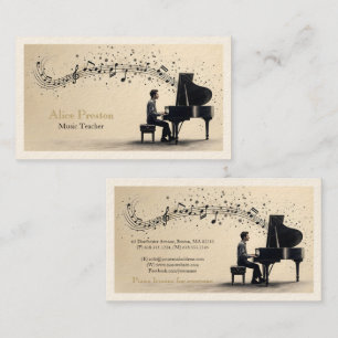 Carte De Visite Professeur de Musique de Piano   Unique