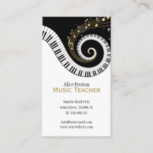 Carte De Visite Professeur de musique Élégant clac spiral blanc