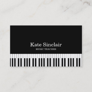 Carte De Visite Professeur de Musique Élégant Touches de Piano Mus