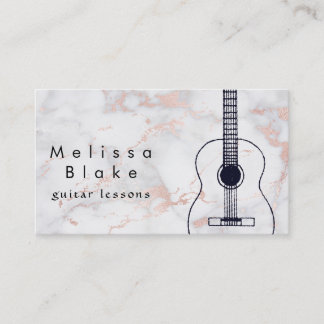 Carte De Visite professeur de musique guitare noire sur marbre ros