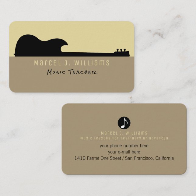Carte De Visite Professeur de musique ou simplement un guitariste  (Devant / Derrière)