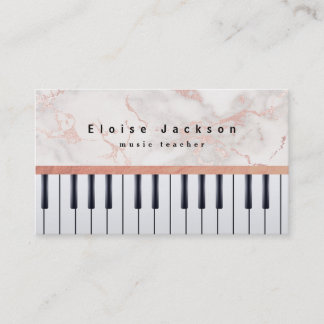 Carte De Visite professeur de musique pianiste élégant marbre rose