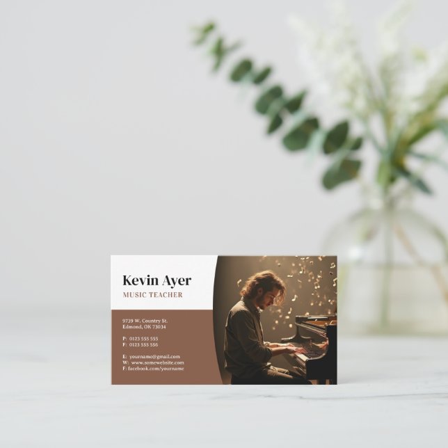 Carte De Visite Professeur de musique | Piano (Debout devant)