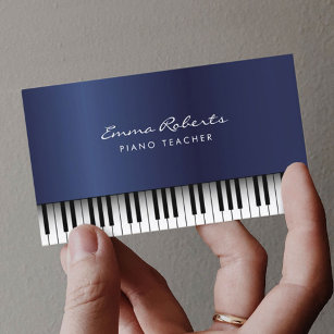 Carte De Visite Professeur de musique piano Royal Blue Musical