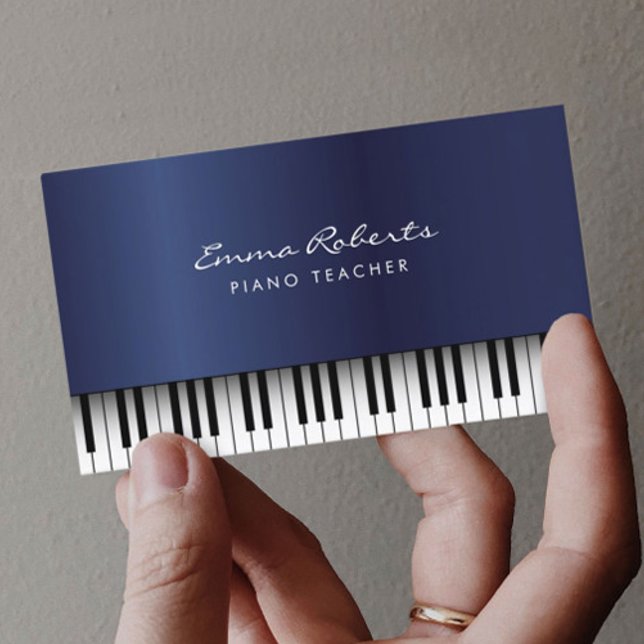 Carte De Visite Professeur de musique piano Royal Blue Musical (Créateur téléchargé)