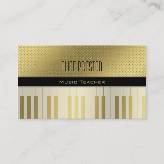 Carte De Visite Professeur de musique | Pois d'or uniques (Devant)